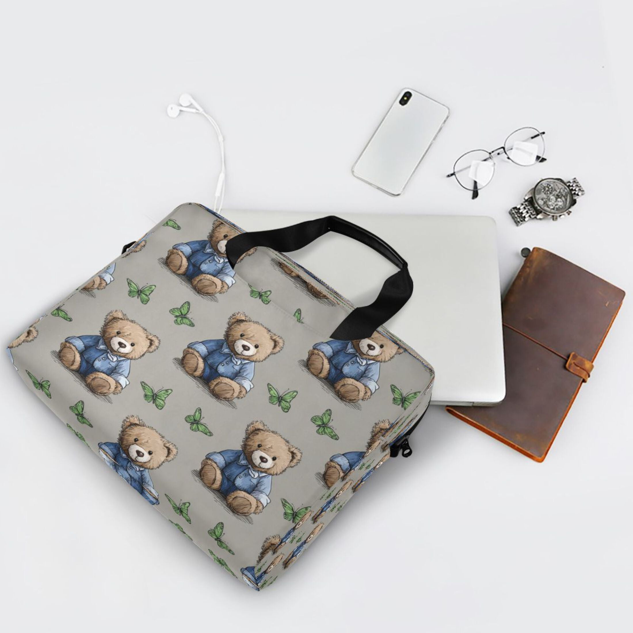 Laptop Bag Laptop Briefcase 15.7 x 3 x 11.8 Inches Laptop Bag Briefcases Laptop Storage Travel Laptop Bag Work Laptop Bag Cute Bear Seamless