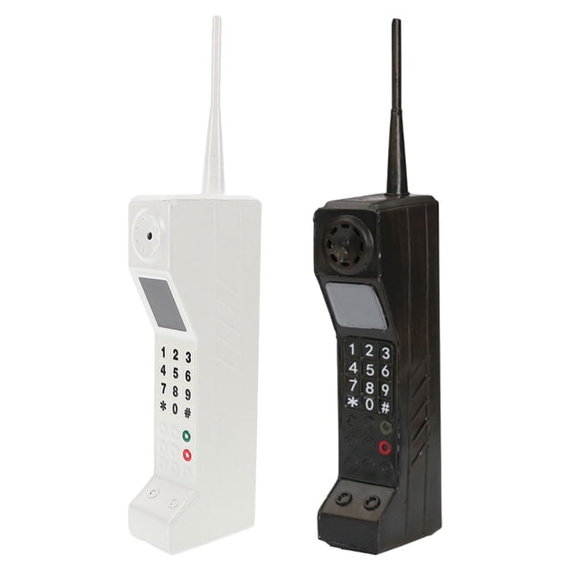 2 teléfonos falsos: adorno retro de ladrillo para celular, modelo de teléfono antiguo para decoración de hogar y oficina, decoración de fiestas de los años 80 y 90.
