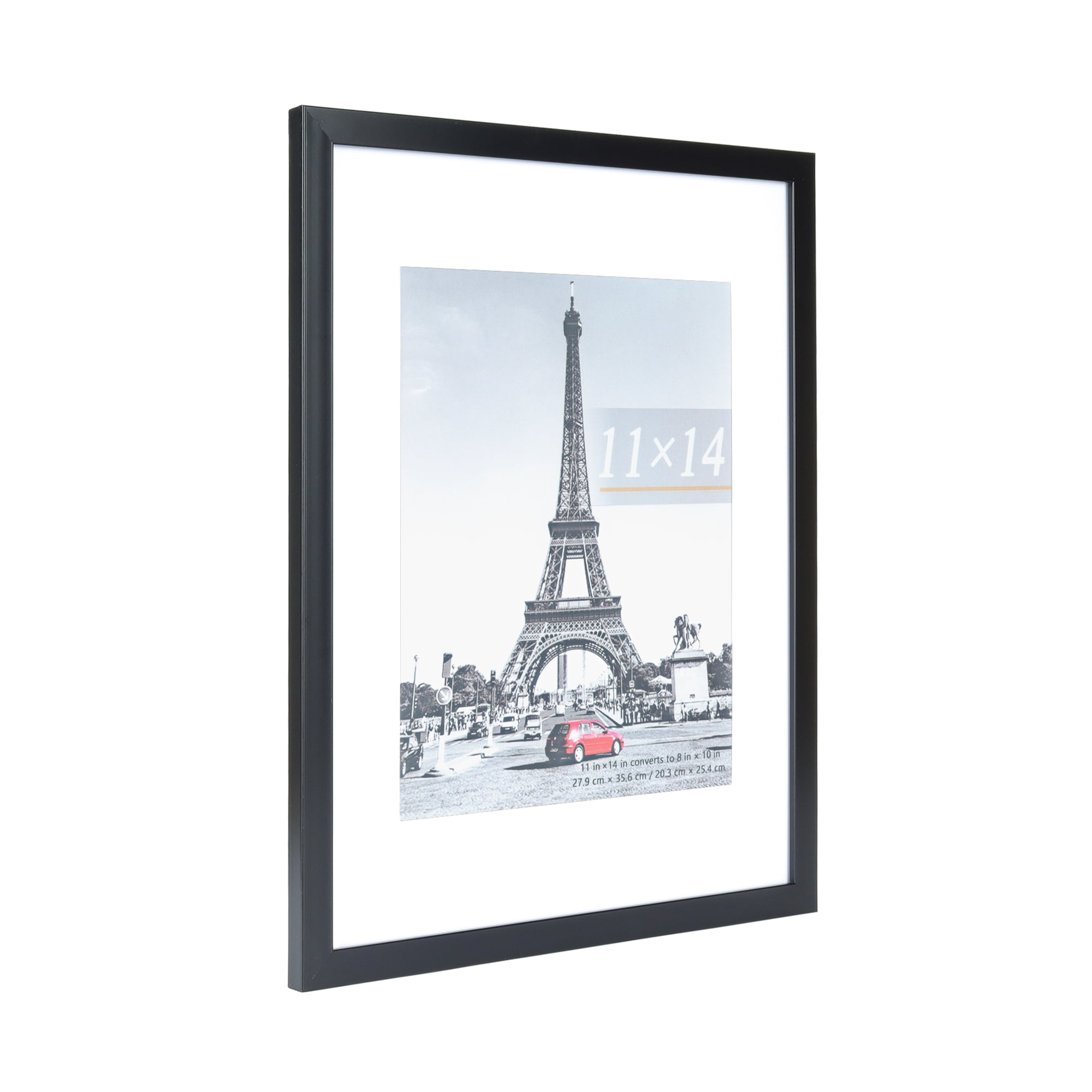 Scholartree 5-Pack Picture Frames, 8x10 with Mat & 11x14 Without Mat, Shatter-Safe Wall Gallery Set,Black
