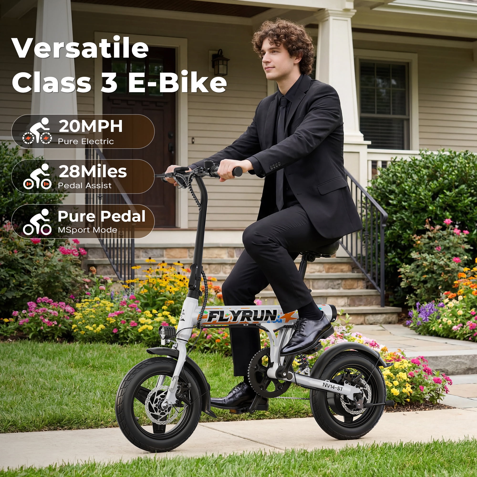 FLYRUN Electric Bike, 14" Folding Ebike for Adults, 500W Peak Motor, 36V 280.8Wh Battery, 20MPH City Commuter E-Bike, LCD Display, UL2849