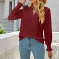 thumbnail image 2 of Besolor Womens Trendy Fall Blouses V Neck Ruffle Long Sleeve Eyelet Shirts Casual Loose Fit Ladies Going out Tops, 2 of 8