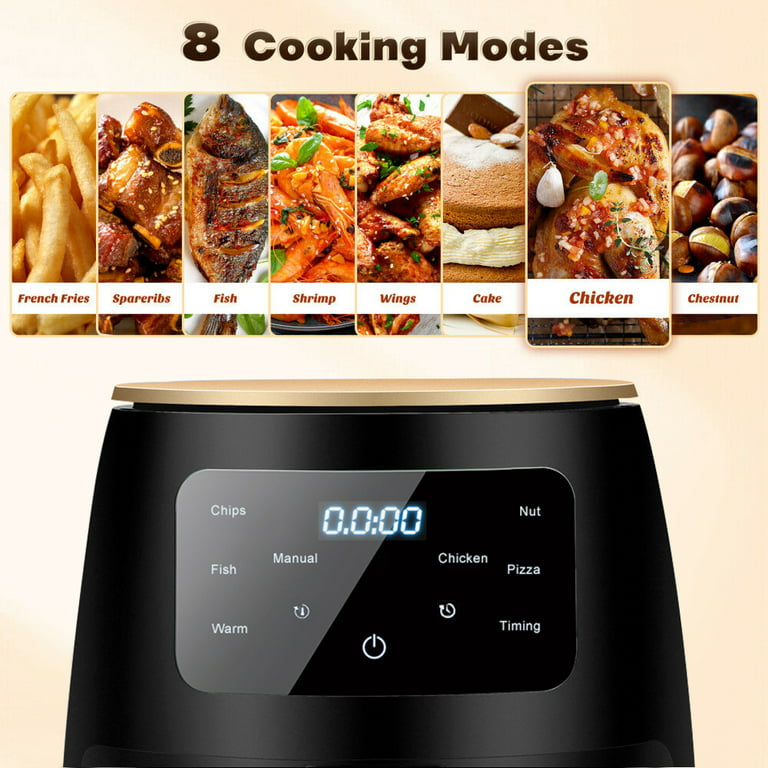 4.8QT Large Air Fryers 8-in-1 Hot Airfryer Cooker Oilless with Digital  Touch Screen, Nonstick Basket, 1400W 