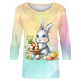 thumbnail image 5 of Bainana Easter T-Shirt For Women Fashion Floral Bunny Print Round Neck 3/4 Sleeve Casual T Shirt Top Ladies Festival Modern Fit Tee Yellow Size L, 5 of 5