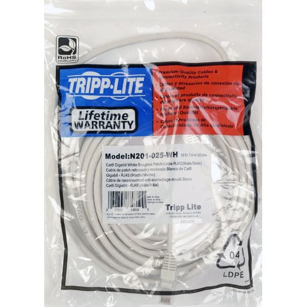 Tripp Lite Cat6 Gigabit Snagless Molded Patch Cable (RJ45 M/M) - White, 50-ft.(N201-050-WH) - image 2 of 2