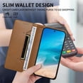 thumbnail image 6 of Leather For iPhone 11 Case【RFID Blocking】Wire Pressing Process Flip Wallet Leather Case With Card Holder Magnetic Closure  Phone Cases Cover,Brown,For iPhone 11, 6 of 10