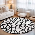 thumbnail image 2 of Round Rugs 6Ft, Abstract Black Round Area Rug Washable Indoor Throw Carpet, Bold Lines Modern Vines Swirls Graphic Soft Non Slip Circle Rug for Office Cabinet Home Decor Aesthetic, 2 of 8