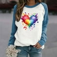 thumbnail image 2 of mihongmao Valentines Day Top for Women Valentine's Day Shirts for Women Crewneck Graphic Sweatshirts Heart Pullover Casual Long Sleeve Gift Blouse Blue S, 2 of 7
