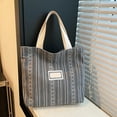 thumbnail image 5 of Usloyux Under $5 Women's Canvas Tote Bag, Striped Shoulder Handbag Purse, Commuter Bookbag Classroom Bag, Fabric Shopping Tote, Lightweight Everyday Carry Bag, 5 of 6