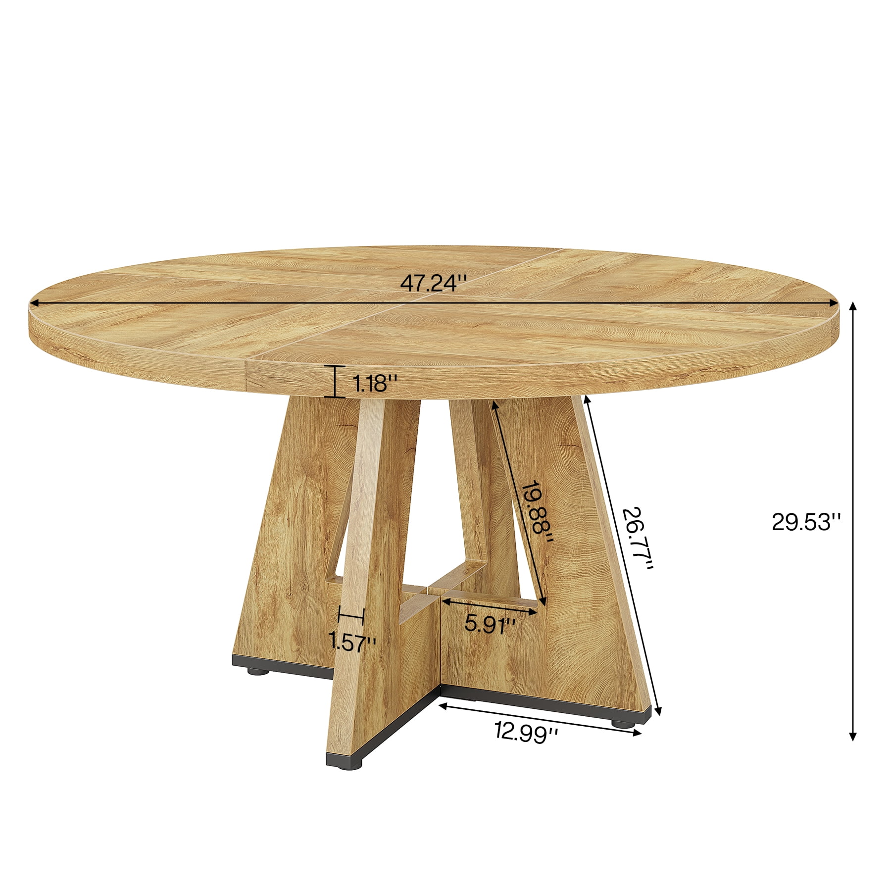 Fnova 47" Round Dining Table for 4 People, Modern Farmhouse Wooden Kitchen Table for Living Room, Dining Room(Chairs Not Included)