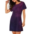 thumbnail image 2 of Balery Black Dark Blue Purple Camisón de manga corta con cuello redondo para mujer, cómodo y elegante., 2 of 6