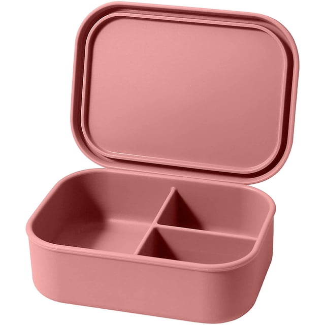 Jinsinto Silicone Bento Boxes Lunch Container,Leak-Proof Lunch Container, BPA-Free, Dishwasher Safe (Light Red)