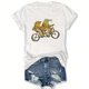 thumbnail image 2 of Camiseta De Verano Para Mujer, Camisetas Suaves De Verano Para Mochilero, Viajes En La CalleWomen's Cute Frog Bicycle Print T-Shirt - Casual Short Sleeve, Breathable Polyester, Machine Washable - Pe, 2 of 7