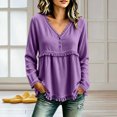 thumbnail image 5 of NominalSnug Tassel Tops for Women Fall Winter Long Sleeve Shirts V Neck Babydoll Loose Fit Blouses, 5 of 6