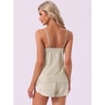 thumbnail image 4 of DARING DIVA Women's Satin Silky Camisole Sleeveless Cami and Shorts Pajamas Set S Beige, 4 of 7