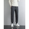 thumbnail image 3 of Pantalones de algodón de lana de cordero de invierno para hombre, ropa exterior de invierno extra grande, pantalones casuales rectos, holgados y cálidos con tobillos atados, 3 of 5