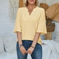 thumbnail image 6 of BLVB Womens V Neck Summer Tops Ruffle Half Sleeve Tee Shirts Hollow out Basic Casual Work Blouses Tunic Tops, 6 of 6