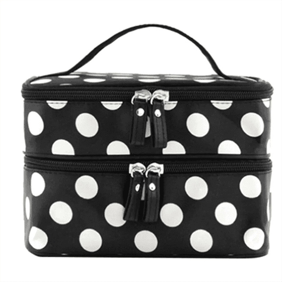Large Capacity Cosmetic Bag Double Layer Zipper Women Makeup Bags Portable Travel Toiletries Organizer