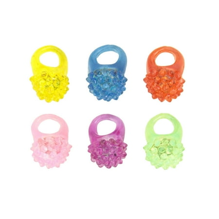 

NUOLUX 10 Pcs Strawberry Shaped Rings Silicone Flashing LED Light-up Jelly Bumpy Rings Finger Lights (Random Color)