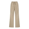 thumbnail image 3 of yunLCZ Pants for Women High Waisted Linen Pants Women Summer Wide Leg Pants Drawstring Elastic Waist Pants High Waisted Pants Casual Beach Trousers, 3 of 4