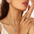 thumbnail image 2 of Ydou 14k White Gold Plated Heart Jewelry Sets,Heart Necklace/Hypoallergenic Stud Earrings/Ring Set Anniversary Birthday Mother's Day Gifts for Women Mom Wife, 2 of 11