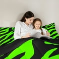 thumbnail image 5 of jejeloiu Zebra Print Texture Full Size Comforter Sets,Wild Animal Bedding Comforter Set,Green Black Bedding Sets For Girls Kids,Super Cozy Room Decor Reversible,3 Pieces, 5 of 8