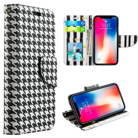 Designer Graphic Leather Wallet Stand Case for iPhone XS / X -