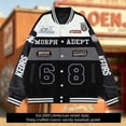 thumbnail image 6 of RAOENJADO Mens Racing Jacket Vintage Varsity Bomber Coat with Faux Leather Sleeves Streetwear, 6 of 7