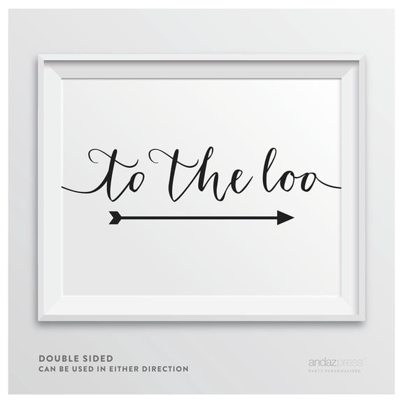 To The Loo Formal Black Wedding Party Directional Signs, Double-Sided