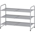 thumbnail image 1 of 3-Tier Stackable Shoe Rack, Expandable & Adjustable Shoe Shelf Storage Organizer, Metal Mesh, Gold, 1 of 5