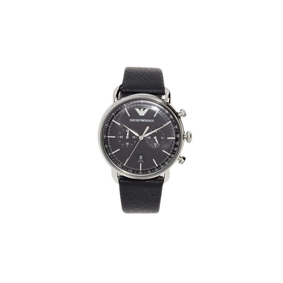 Emporio Armani Reloj cronógrafo de cuero negro para hombre (Modelo: AR11143)