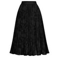 thumbnail image 4 of Xyxonk Womens Pleated Midi Skirt High Waist Elastic Skirt Summer Knee Length Swing A-Line Skirts 2025 Black XL, 4 of 4