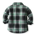 thumbnail image 5 of TOWED22 Toddler Baby Boy Girl Flannel Plaid Shirt Jacket Button up Shacket Kid Long Sleeve Coat Top Fall Clothes(Green,6-12 M), 5 of 7