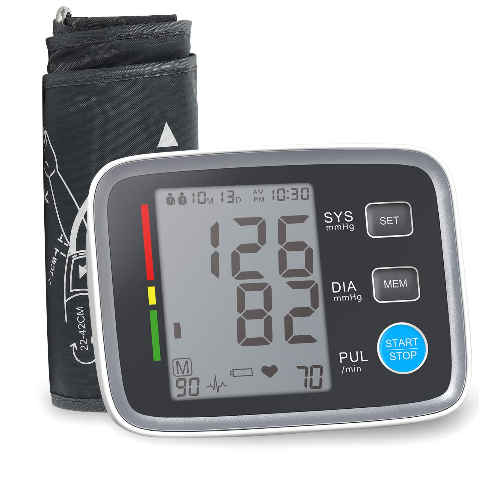 SDOM Blood Pressure Monitor Upper Arm with Adjustable BP Cuff-LCD Screen  and 2x99 Memory, Blood Pressure Kit for Home Use, Storage Bag Included