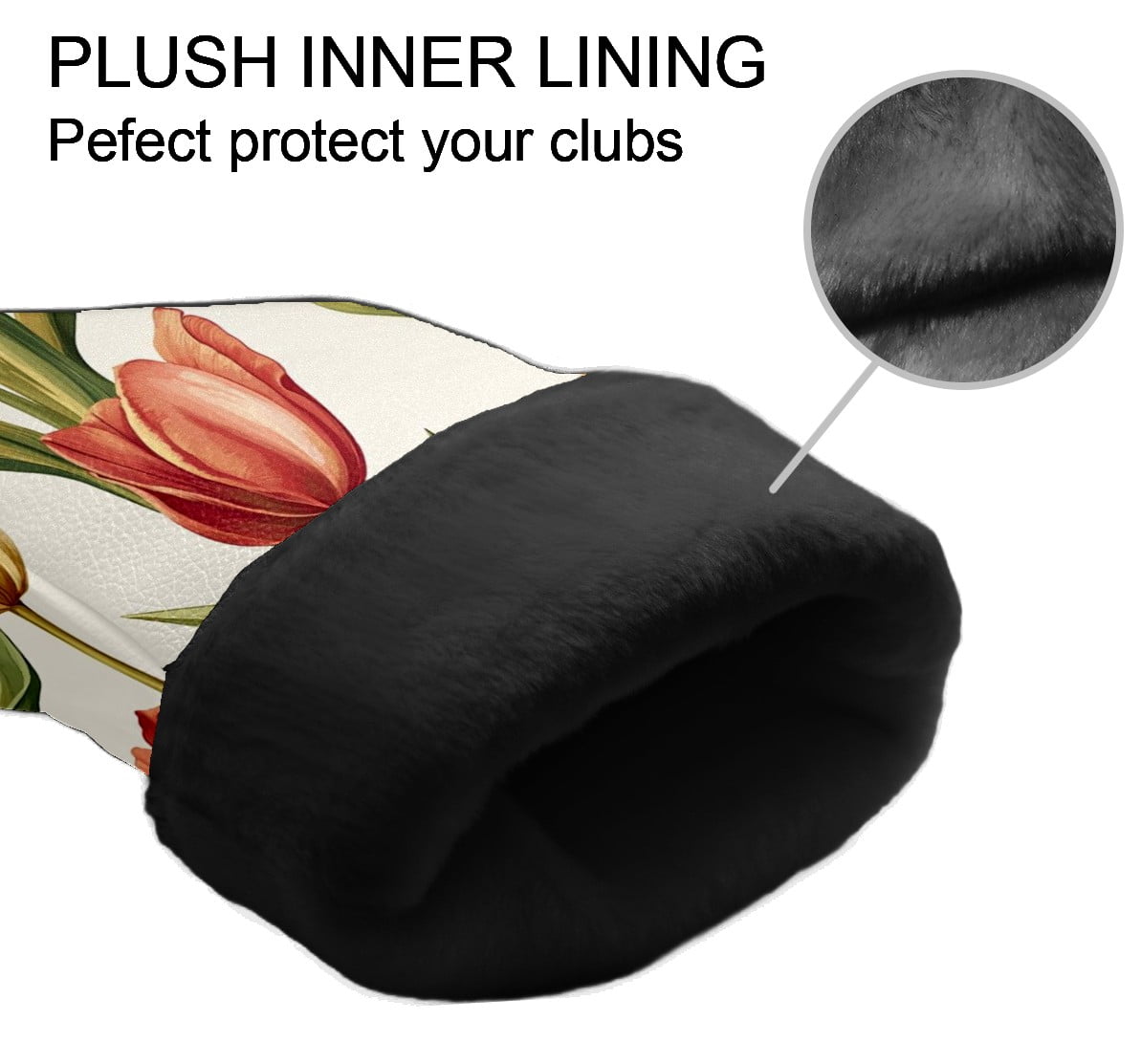 Golf Club Covers PU Leather Waterproof Head Covers for Fairway Woods Hybrids Tulip Unisex Fits Most Brands