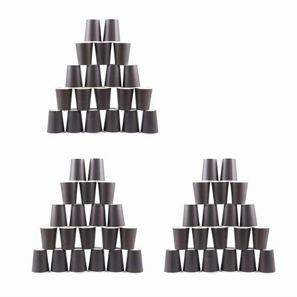 60 Vasos de Papel (9 Oz) - Catering de Vajilla de Fiesta de Cumpleaños En Colores Lisos (Negro)