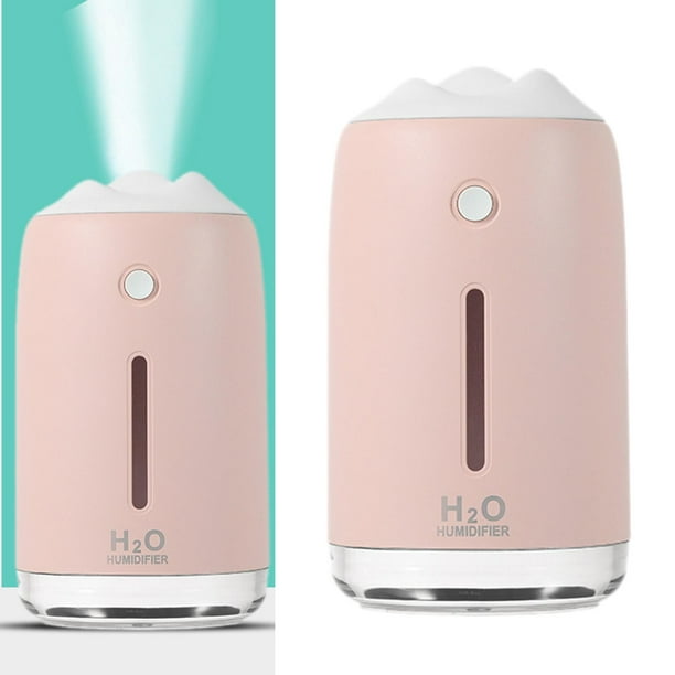 Mini humidificador de aire del coche purificador de aire USB alimentado para viajar a hogar, función de lámpara Rosa Macarena difusor de aceite esencial