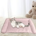 thumbnail image 2 of Cooling Dog Bed with Ice Silk Pad Mat and Pillow, Non-Slip Cooling Mat for Medium Small Dogs up to 50lbs, Pet Cool Pad with Summer Cool Fabric(24"*14"), 2 of 5