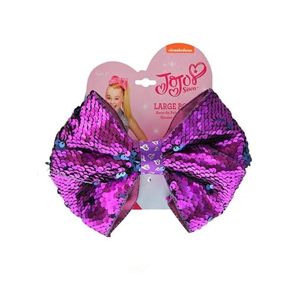 Girls JoJo Siwa Large Reversible Sequins Bow Elastic Ponytail Holder Purple