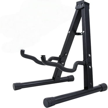 Behome Foldable Guitar Stand, Portable and Adjustable A-Frame Bass Guitar Display Stand, with Non-slip Rubber And Foam Arm, Suitable for Electric & Acoustic Guitars, Bass & Banjo, Black