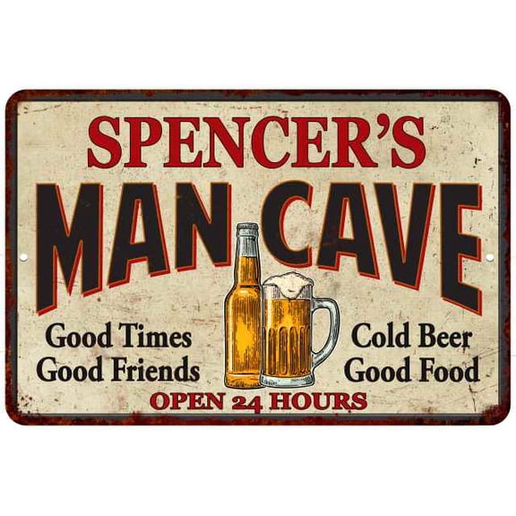 SPENCER'S Man Cave Metal Sign Wall Decor Gift 8x12 108120011387
