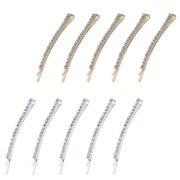 FELTECHELECTR 10Ud Women Hair Clips with Rhinestone Decoration Easy to Carry for Outings and Parties