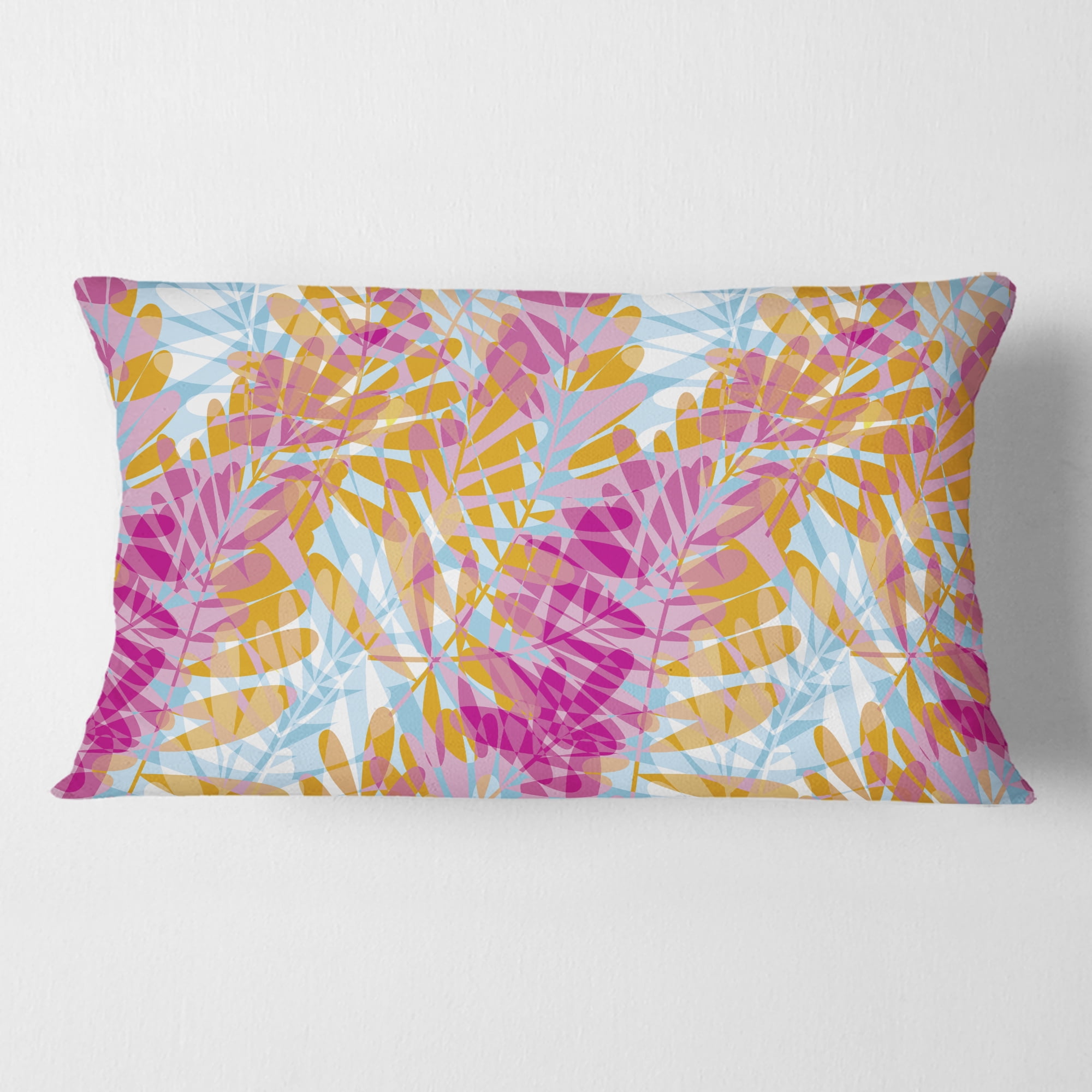 Designart Retro Floral Pattern III' Mid-Century Modern Throw Pillow - 12x20