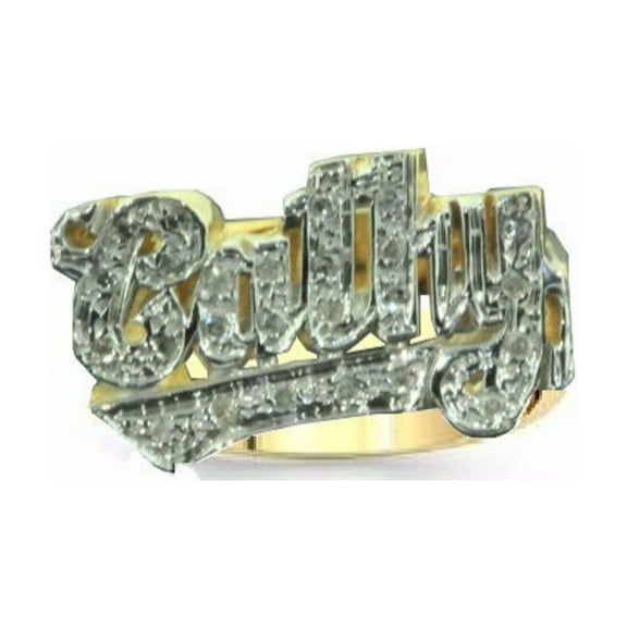 Personalized 12MM Name Ring Genuine Diamond 14K Yellow or 14K White Gold.  Special Order, Made to Order. PLR023Y