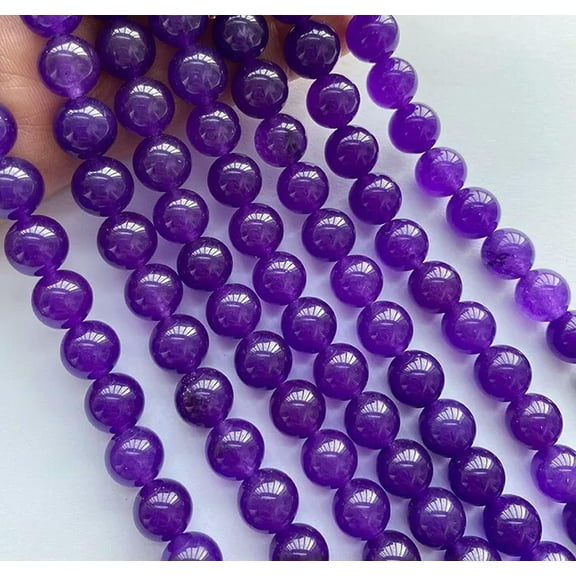 U8MO 10mm Purple Jade Round Loose Beads 15"