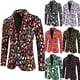 thumbnail image 2 of Moda para hombre ocio Navidad impreso bolsillo botones manga larga cuello en V traje grandes trajes masculinos ocio ocio traje abrigo, 2 of 5