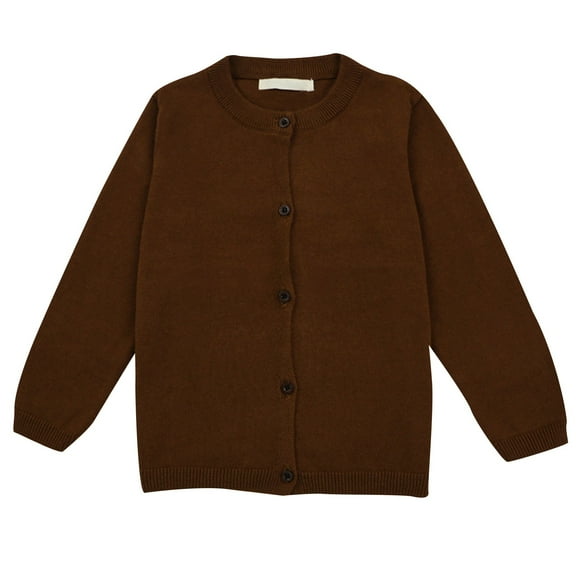 Baby Girls' Little Knit Cardigan Button Sweater for 12M-6Y Brown 5