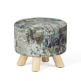 thumbnail image 3 of Homebeez Round Fabric Padded Ottoman Foot Rest Stool Wood Sofa Change Shoes Stool,Colorful, 3 of 5