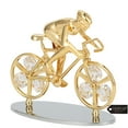 thumbnail image 3 of Matashi  24K Gold Plated Cyclist on a Bicycle Figurine w/ Crystals, Tabletop Cyclist Ornament Gift for Sports Fan, Trophy, 3 of 5