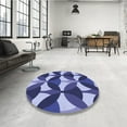 thumbnail image 3 of Ahgly Company Indoor Round Patterned Denim Dark Blue Area Rugs, 5' Round, 3 of 6