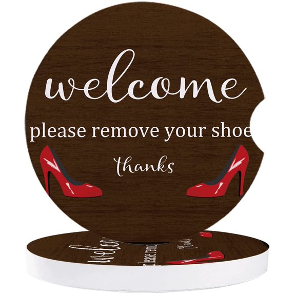 FMSHPON Red High Heels Vintage Wood Grain Set of 6 Car Coaster for Drinks, Absorbent Ceramic Stone Coasters Cup Mat with Cork Base for Home Kitchen Room Coffee Table Bar Decor